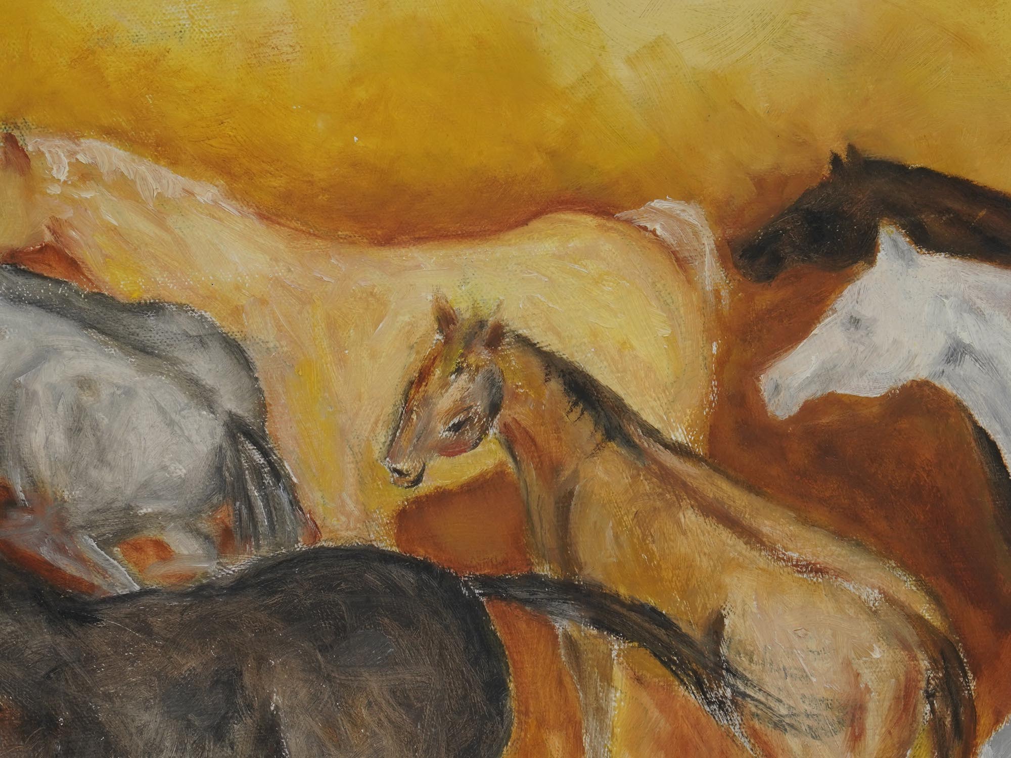 EXPRESSIONIST HORSE OIL PAINTING SIGNED BY ARTIST PIC-3